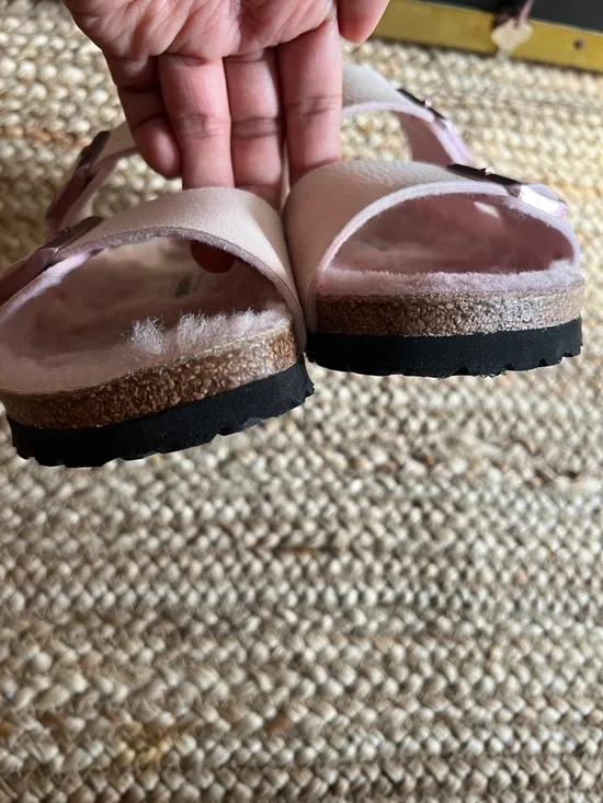 Birkenstock Pink Two-Strap Shearling Lined Sandals - Picture 5 of 7